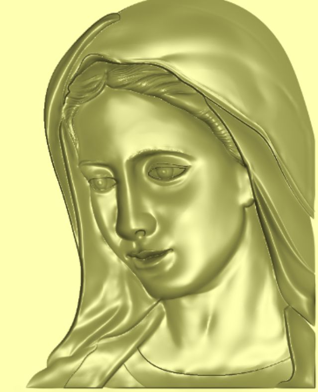 圣母圣牌精雕JDP文件-西方宗教女性头像木雕图/牌子吊牌雕刻素材/简约复古风格