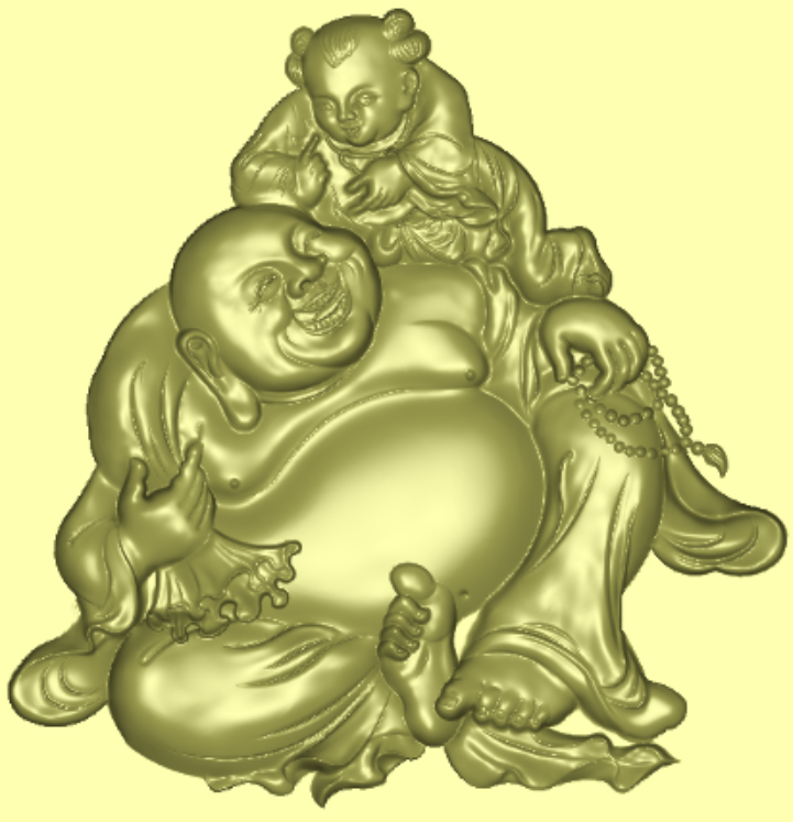 弥勒佛抱童背娃精雕JDP图-佛小孩趴肩木雕文件/牌子吊牌挂牌雕刻素材